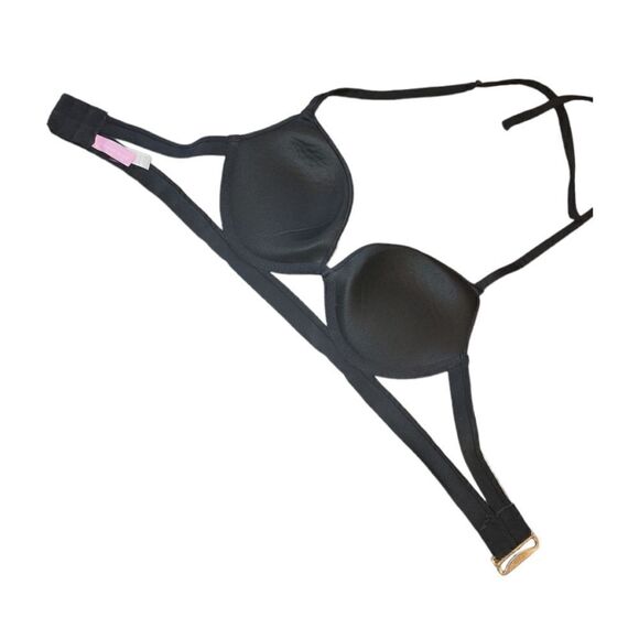 Victoria's Secret The Banded Hottie Halter Bikini Top Swimsuit Top 32D Black - Picture 8 of 10